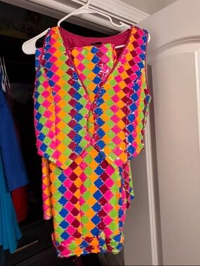 Hello poll sequin set vest style top with flare pants